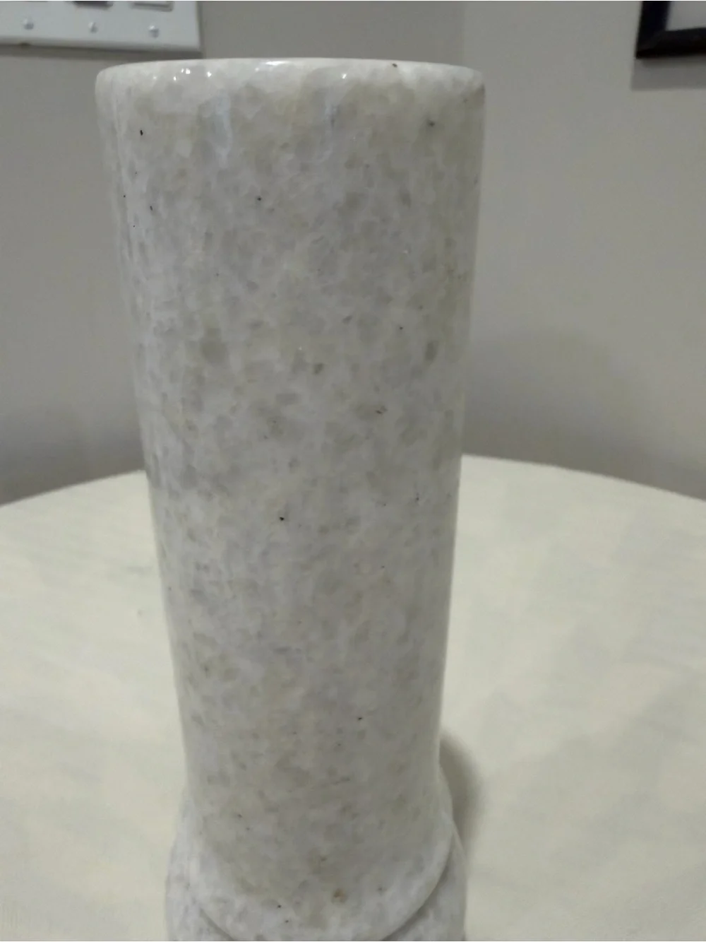 Vintage Hand Carved White Marble Cylindrical 12” Vase